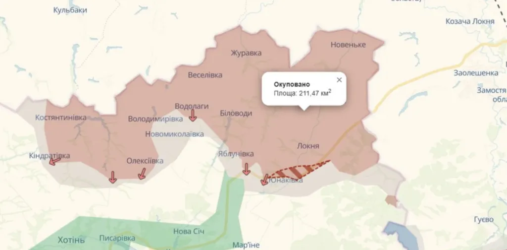 Окупація триває: російські війська просунулись у Юнаківці — оновлення DeepState