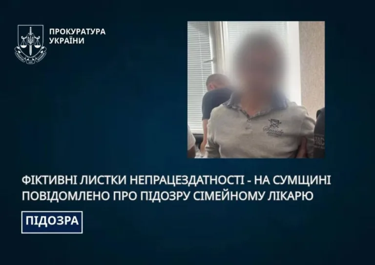 На Сумщині повідомили про підозру лікарю, який видавав фіктивні лікарняні